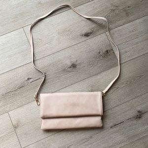 Beige light pink clutch